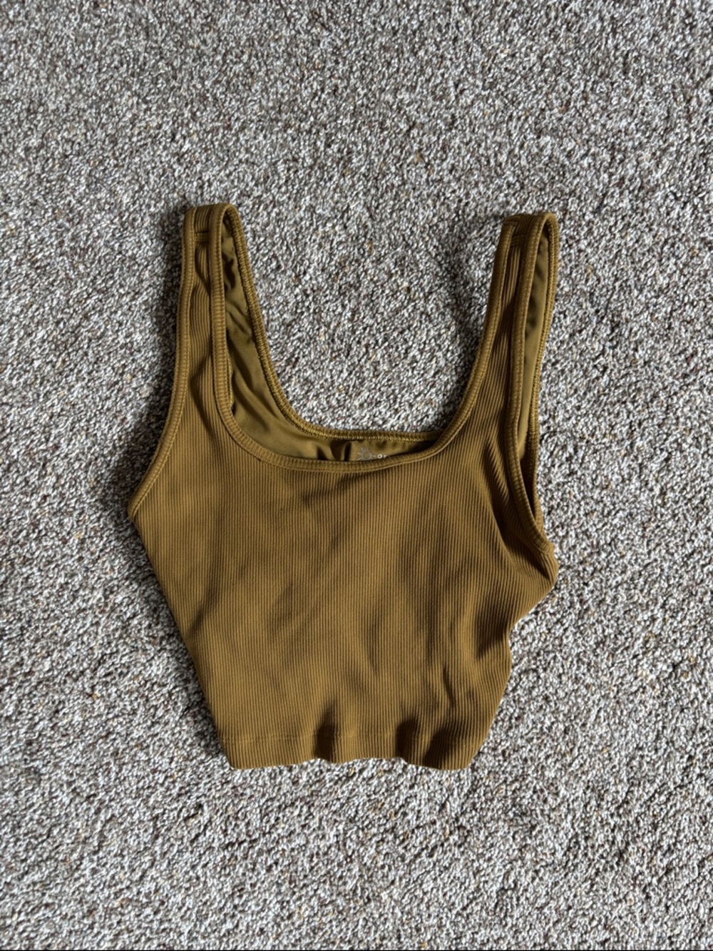aerie Olive Ribbed Scoop Crop Tank